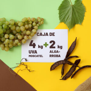 Caja mixta ecológica de uva Moscatel de Alejandría 4kg y algarroba 2kg, Fruits de la Terreta